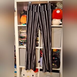 No Boundaries Black and White Striped Boot Cut Pants